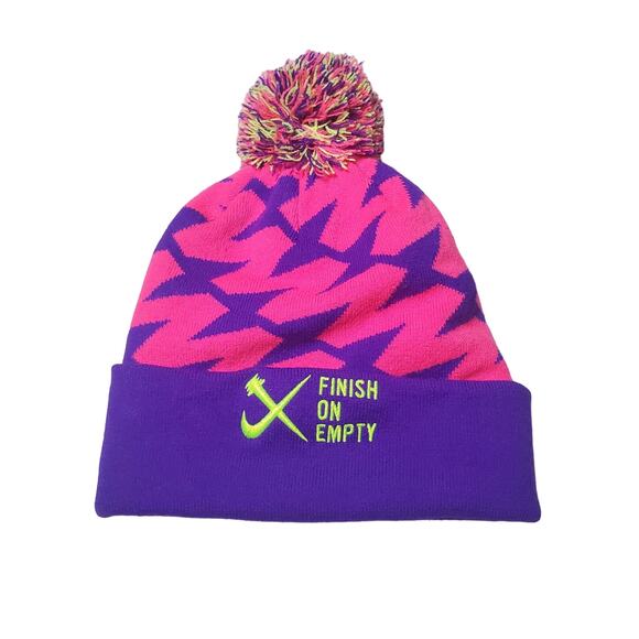 Nike Accessories - Nike NXR Cross Country Finish on Empty Pink Purple Herringbone Beanie Pompom OS